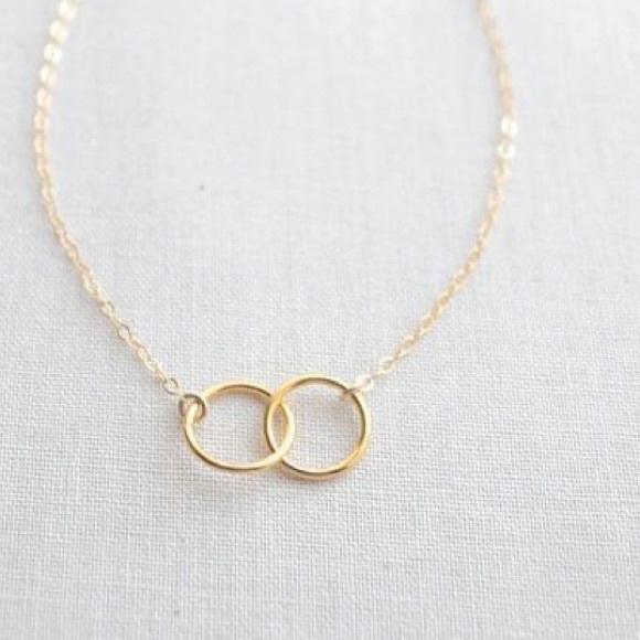 Small Gold Double Ring Necklace - Picture 2 of 2